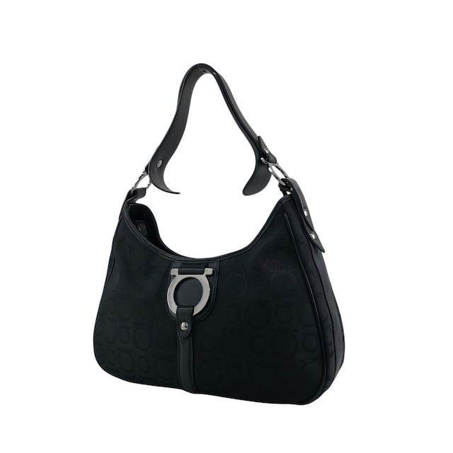 Salvatore Ferragamo サルヴァトーレ フェラガモ ショルダーバッグ ブラック ガンチーニ キャンバス ワンショルダー vintage ヴィンテージ オールド fxsbuf