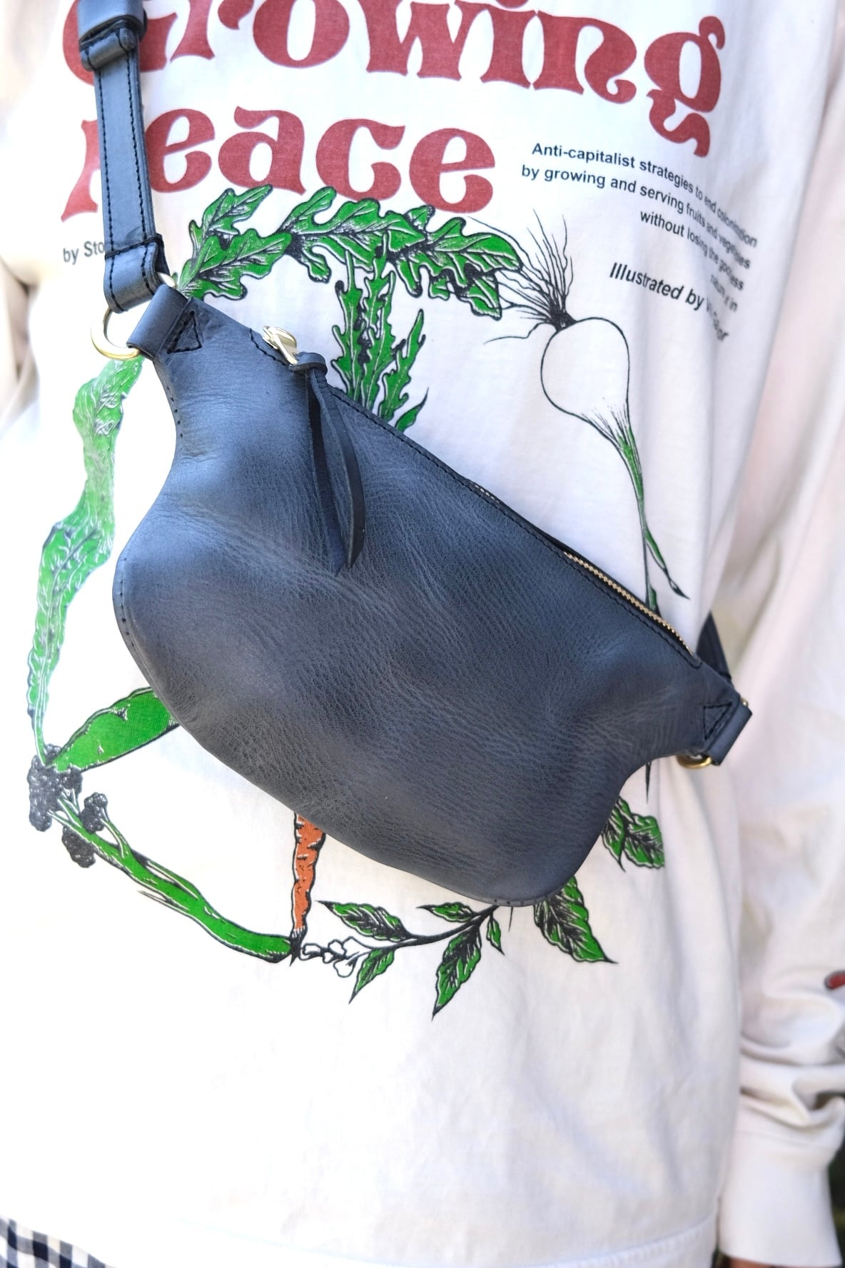 Tシャツヤーンバッグ ブルーグレー三つ編みショルダー | PAY ID