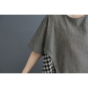 切り替えチェック柄 マキシ丈 ワンピース  30135