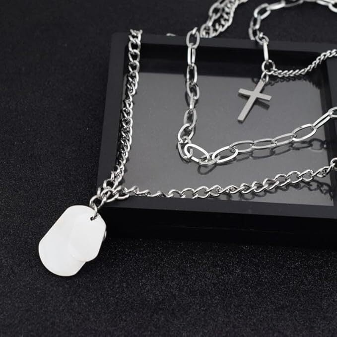 最短翌日 国内発送 サブカル ネックレス 鎖 十字架 チェーン シルバー 3連ゴシック ライブ