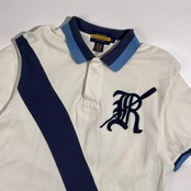 RALPH LAUREN RUGBY ラルフローレン ラグビー ビッグロゴ 半袖 鹿の子 ポロシャツ L /ホワイト系 メンズ