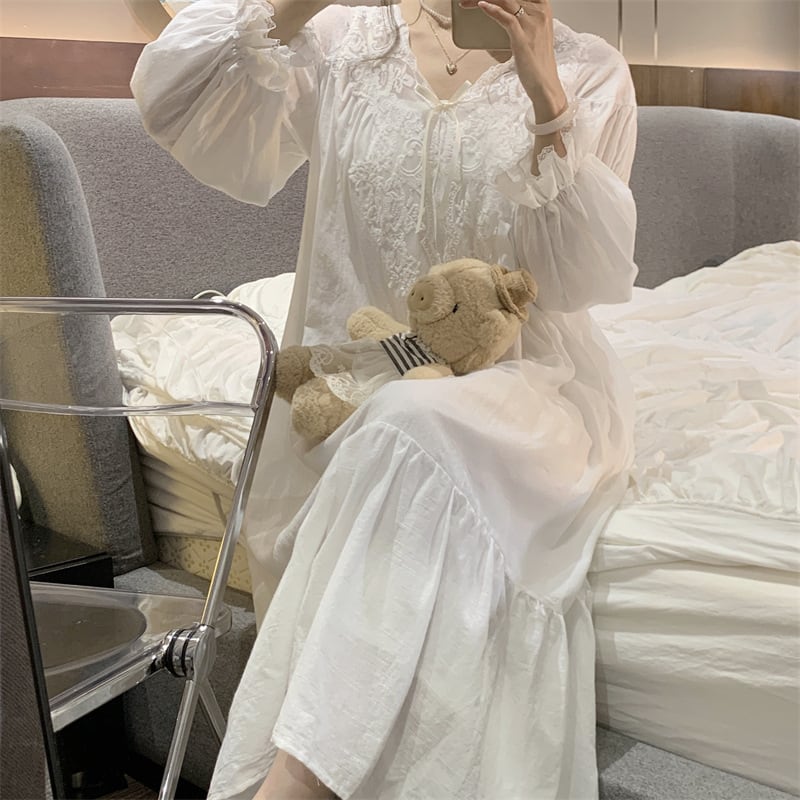 ナイトコットンロングドレス H022 | LALAFRILL ララフリル