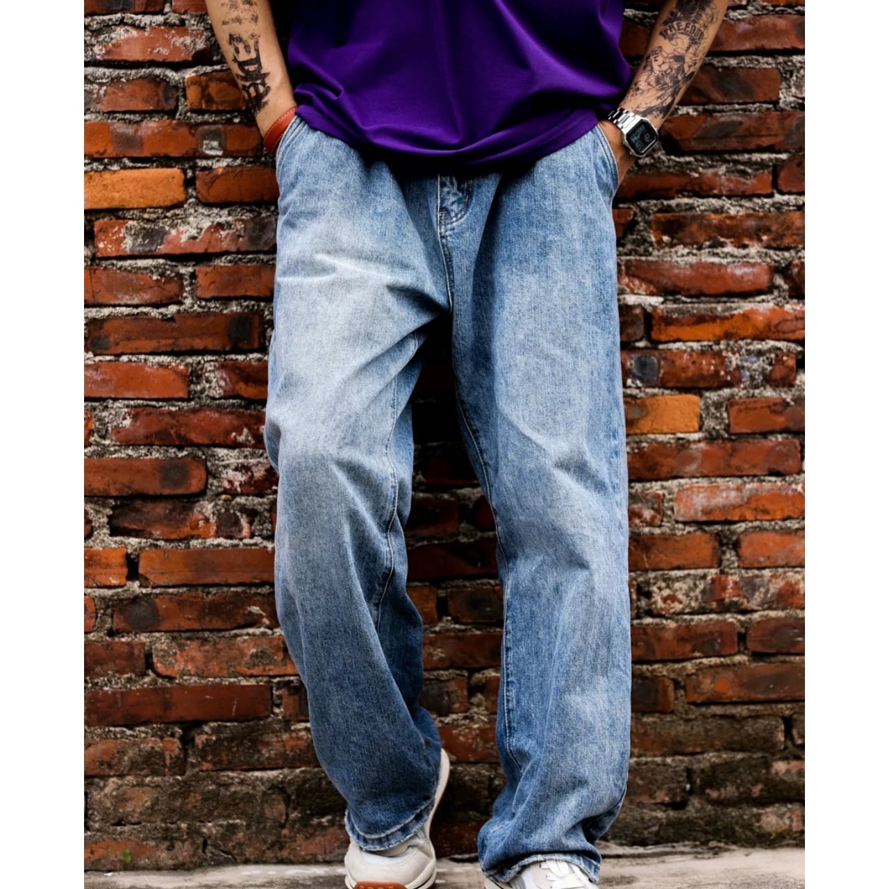 ルーズフィット ワイドレッグ デニムパンツ 00176