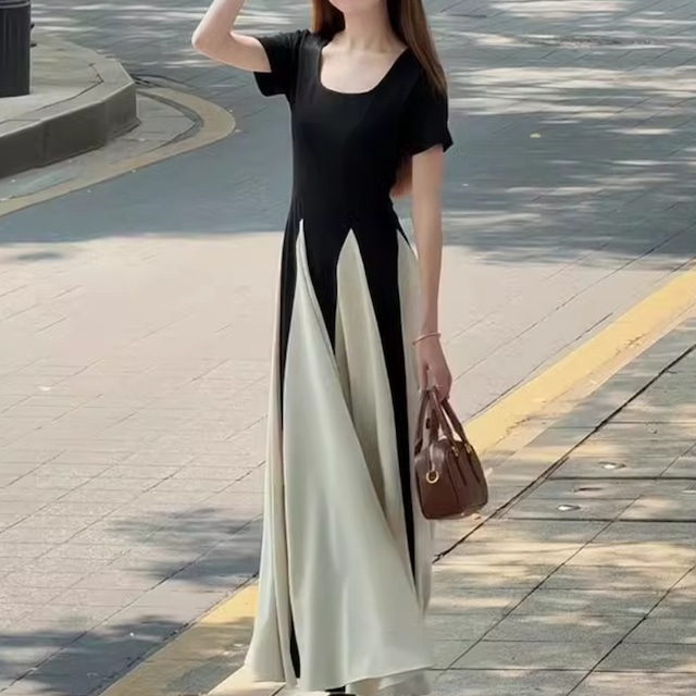 140cm〜　ショートメッシュパッチワークドレス