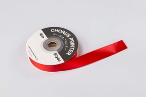 コーラスリボン　レッド4㎝×46ｍ（1ｍ＠55円）プリンター専用