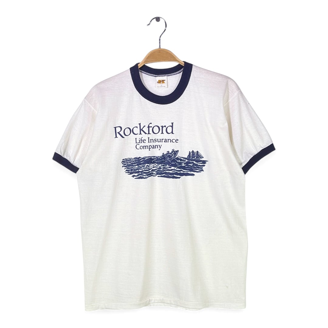 70s 80s ラッセルアスレティック USA製 ヴィンテージTシャツ 金タグ リンガーTシャツ RUSSELL サイズM 古着 @BZ0472