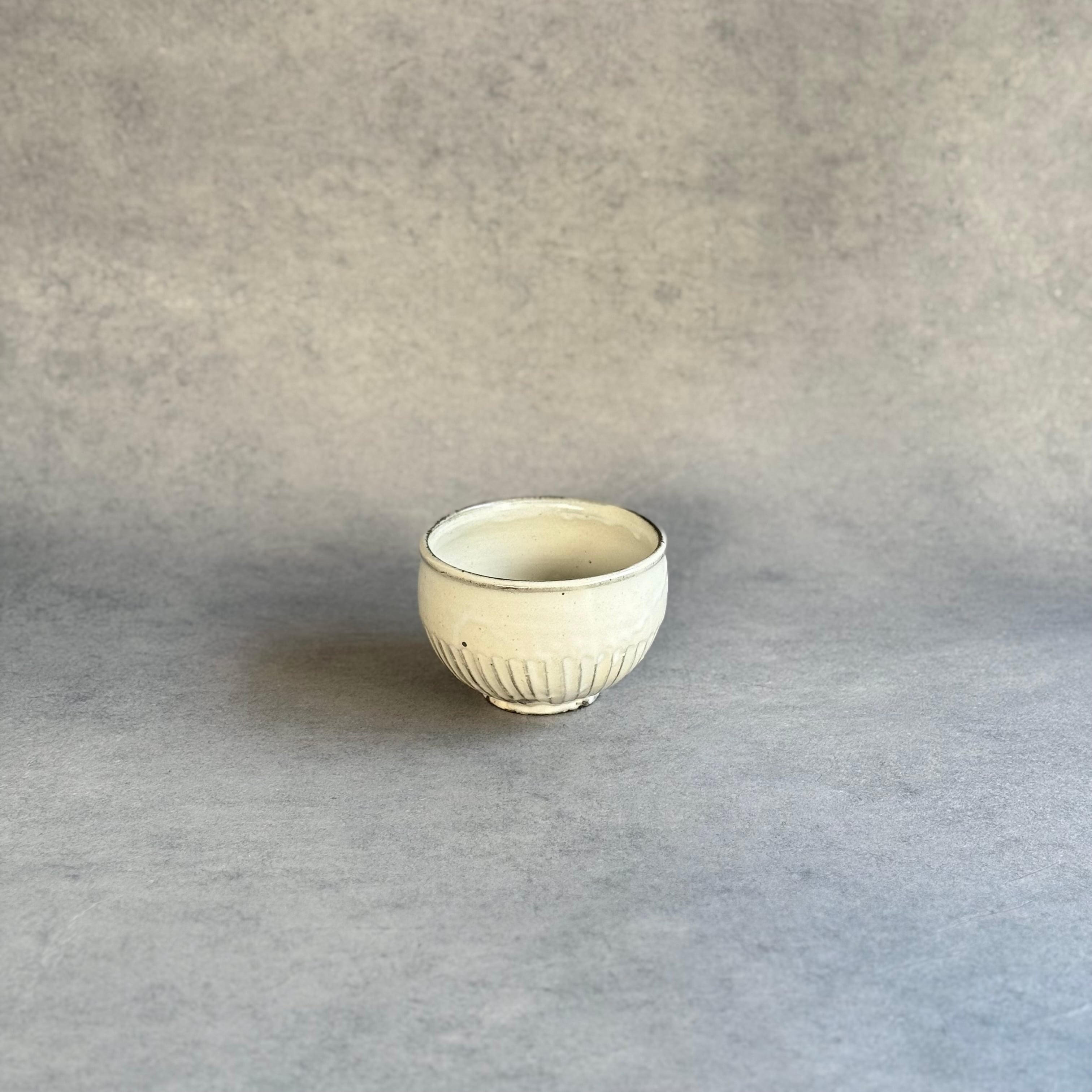 加藤祥孝   粉引 しのぎカフェオレボウル