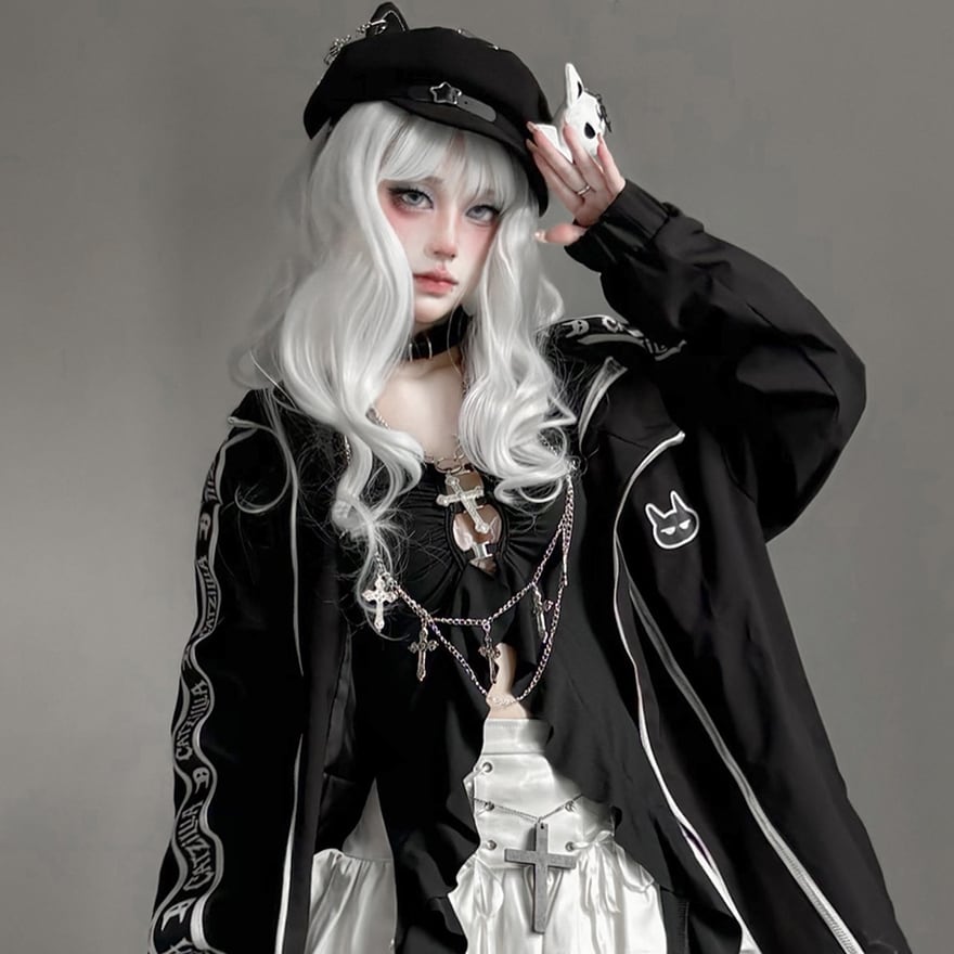 天使と悪魔 地雷系 キャスケット ベレー帽 猫耳帽 パンク 原宿ファッション