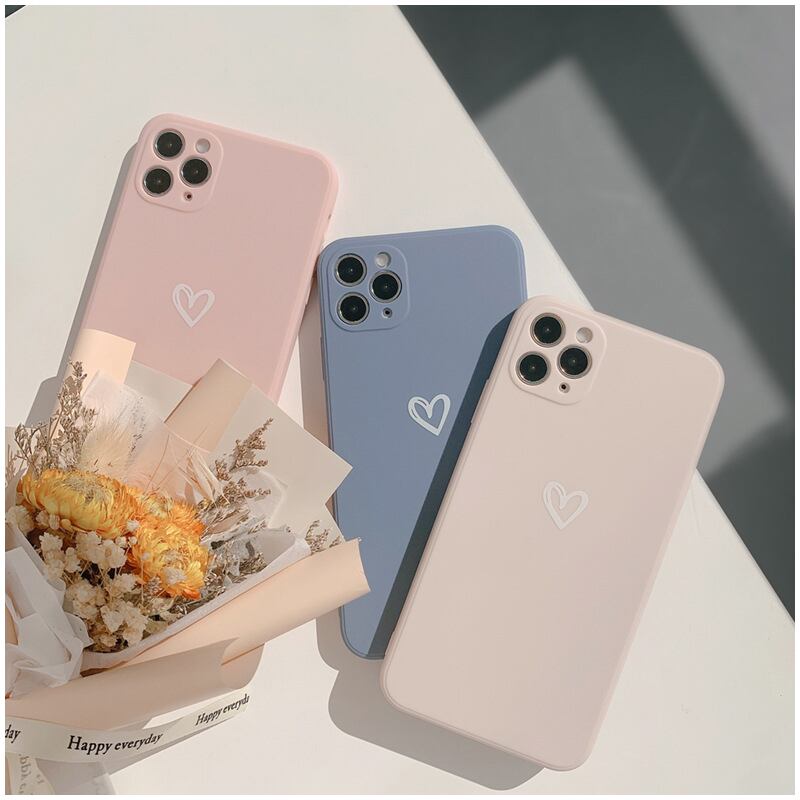 ハートがちょこん♡シンプル おしゃれ ペールカラー 淡色 アイフォンケース iphone スマホケース ND-14611