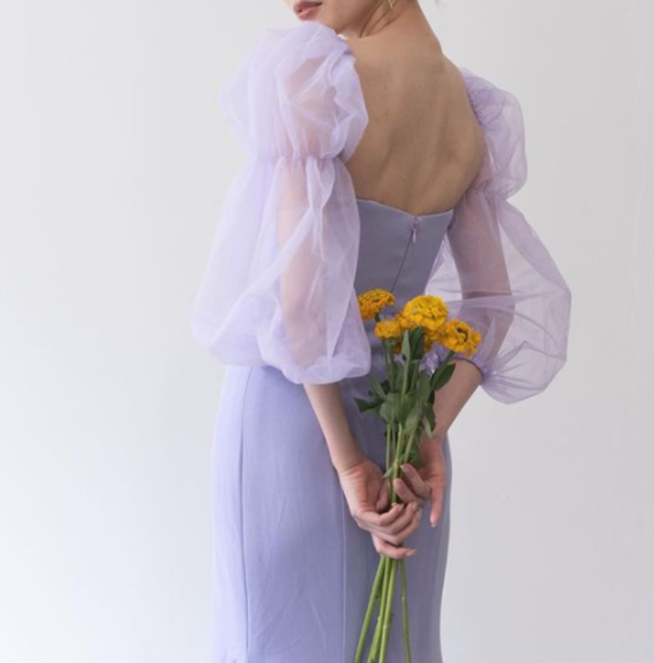 カラードレス パープル 優雅なシルエット 花嫁 ソフトマーメイドライン  