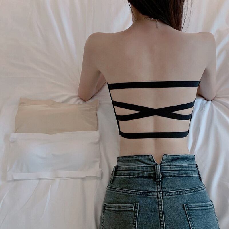 バックサマーストラップレストップス ホルターホワイトブラ ストリート 夏物 ガールズファッション87050902110