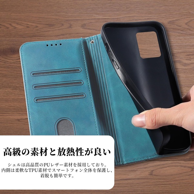 Motorola moto g53j 5G / moto g53y 5G ケース 手帳型 スマホケース カバー シンプル モトローラ Moto用 g53j g53Y ケース 手帳型 カバー スマホケース 本革 PUレザー 人気 おしゃれ モトg53J モトg53Y 手帳型 カード収納 横置き機能 マグネット 全面保護 防塵 耐衝撃 傷つけ防止 軽量 便利 (6.5インチ)グリーン