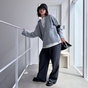 スキッパーオーバーKnit/ライトグレー