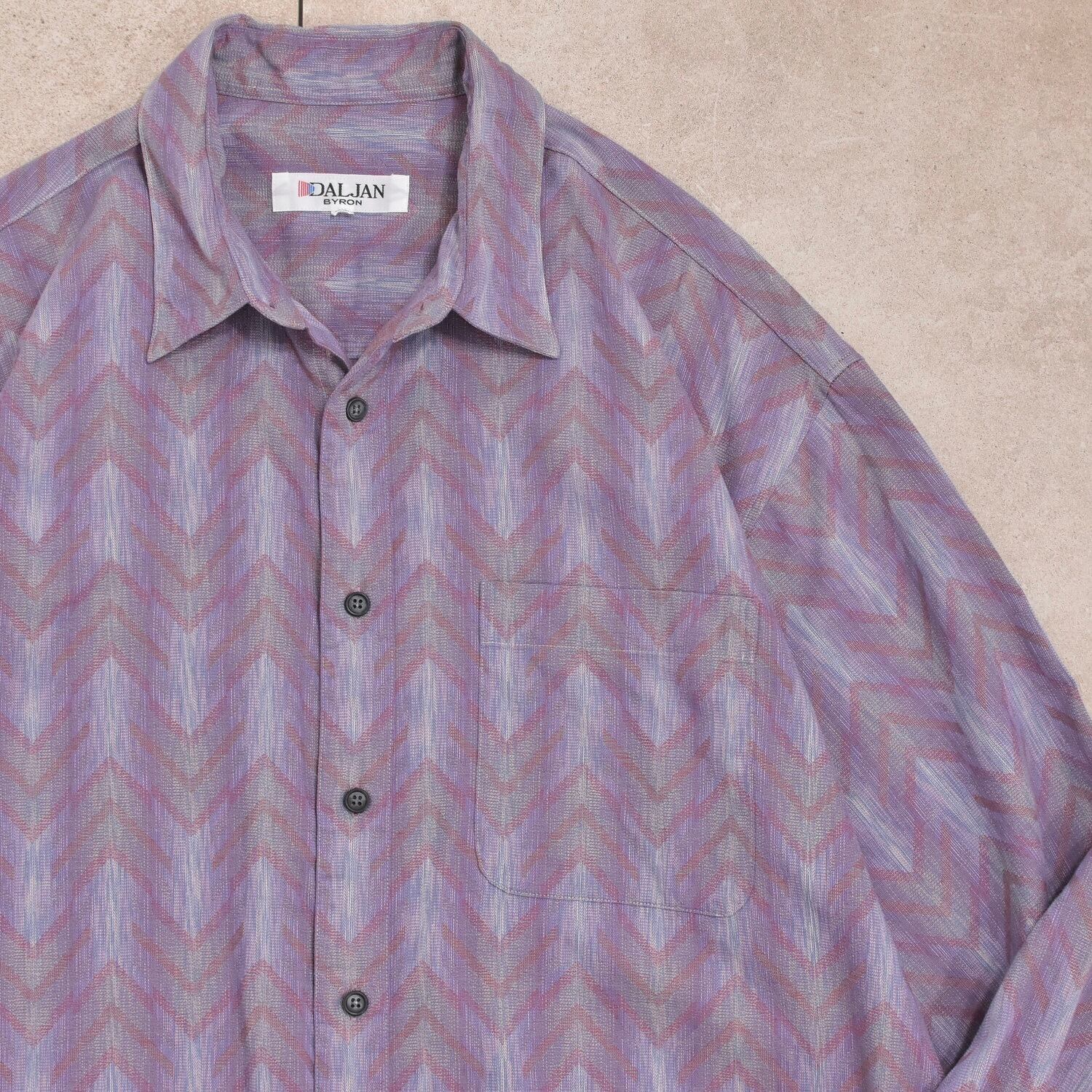 80~90s DALJAN herringbone shadow stripe cotton shirt Jp vtg