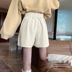 コーデュロイ ショートパンツ レディース 春秋冬 韓国 おしゃれ 大人 かわいい カジュアル ゆったり ハイウエスト Aライン 美脚 大人可愛い 大人女子 [LW-CCP021]