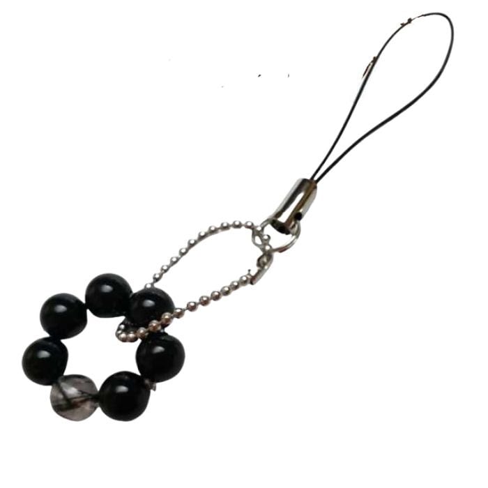 ブラックトルマリンインクォーツ オニキス パワーストーンストラップ 天然石 シルバー ブラック 黒 携帯ストラップ スマホ お守り プレゼント ラッピング無料 メール便 送料無料 誕生日 アクセサリー