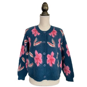 ★即日配送★yumeribonふんわりフラワーカーディガン(ブルー)【公式】