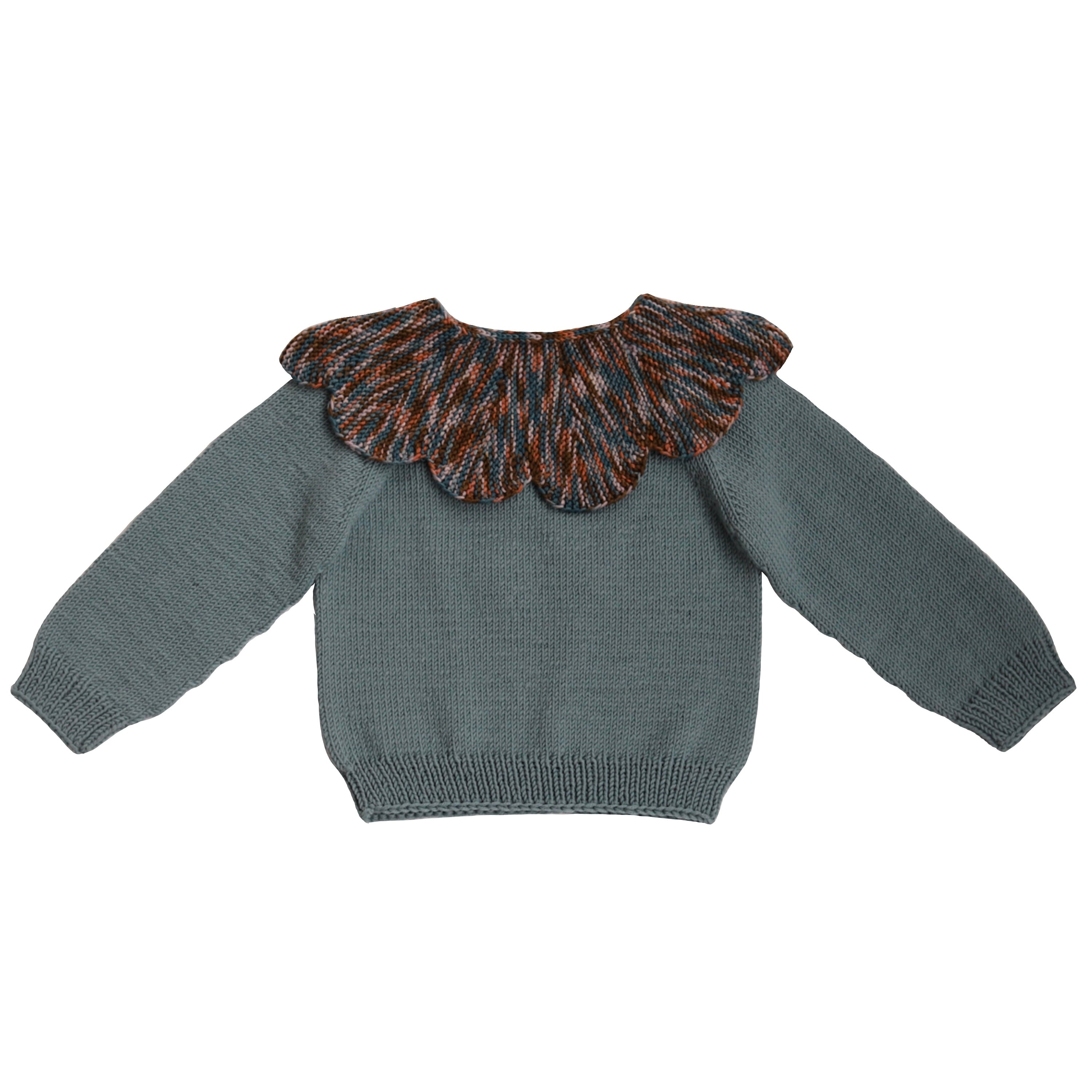 【即納/送料無料】4y / kalinka / Daisy sweater / Misty Blue