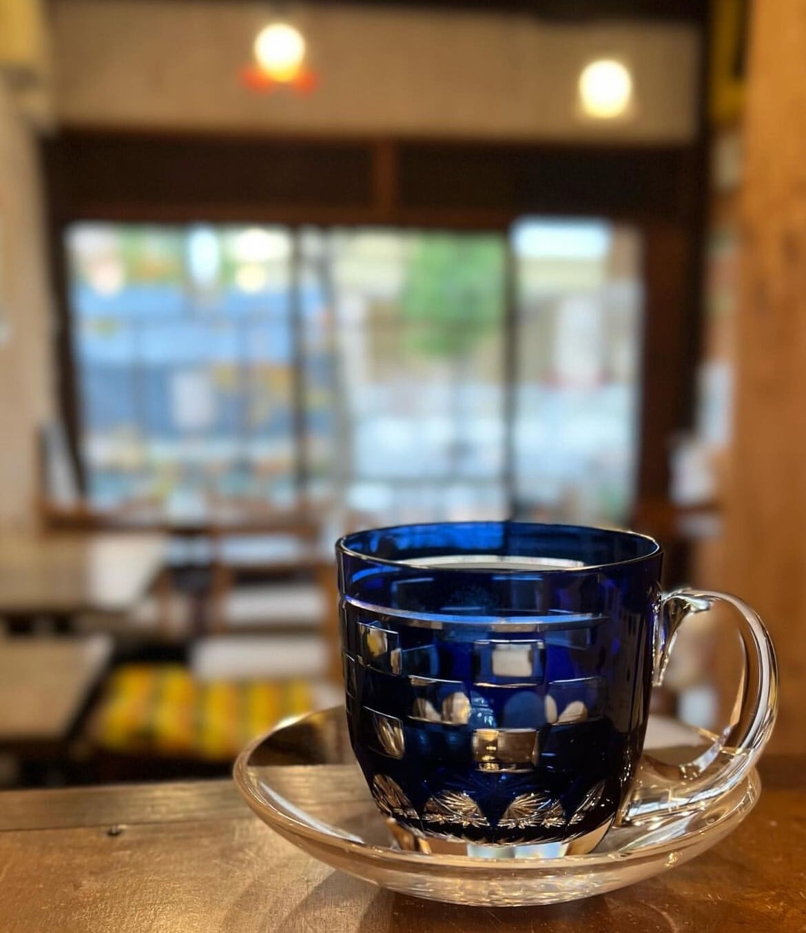 すみだ珈琲オリジナル 江戸切子カップ 市松柄 藍 | THE COFFEE HOUSE