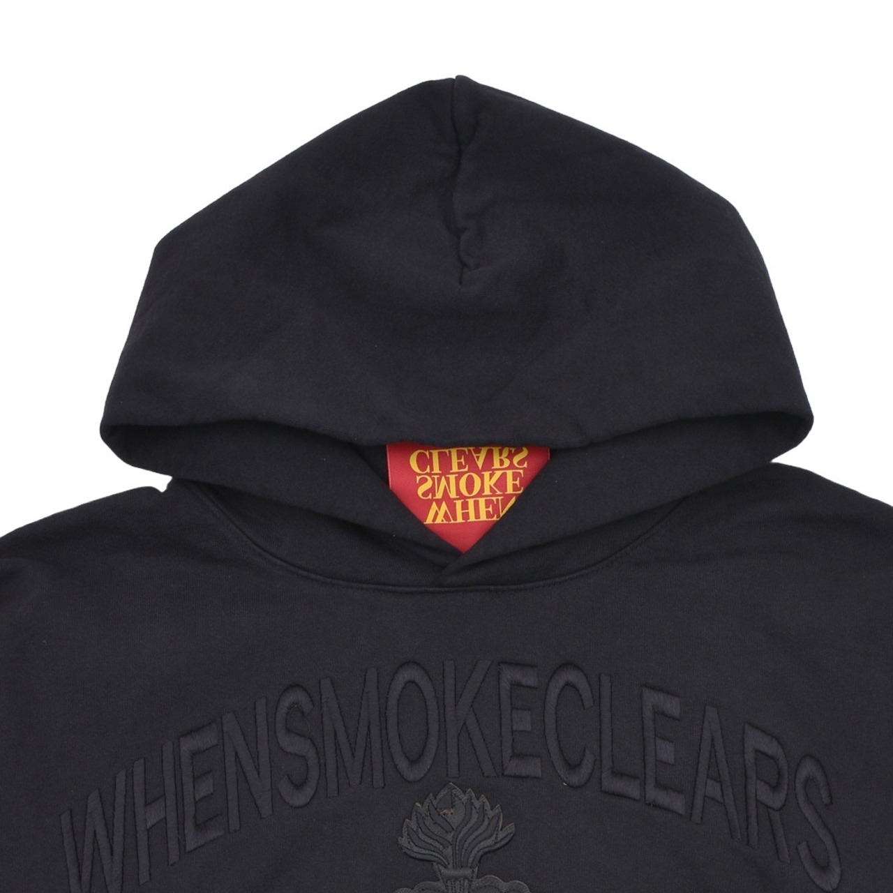 【WHEN SMOKE CLEARS】HEART LOGO WASHED HOODIE(BLACK/RED) - 3