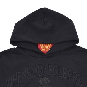 【WHEN SMOKE CLEARS】HEART LOGO WASHED HOODIE(BLACK/RED)