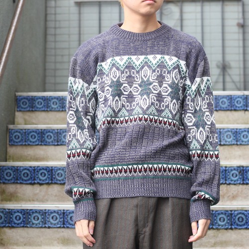 USA VINTAGE ASH CREEK TRADING PATTERNED DESIGN KNIT/アメリカ古着柄デザインニット