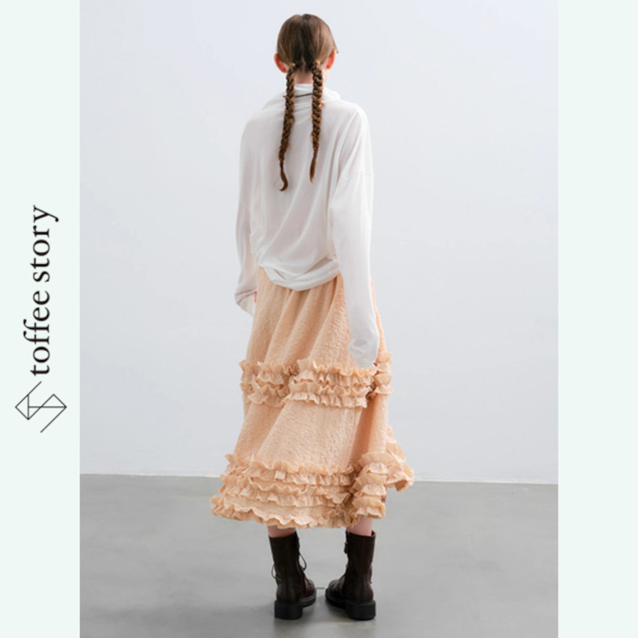 【2color】質感と陰影をまとうフリルスカート 《P0253》