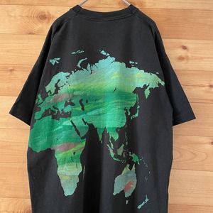 【FRUIT OF THE LOOM】90s USA製 世界地図 Tシャツ バックプリント ビッグプリント アメリカ古着