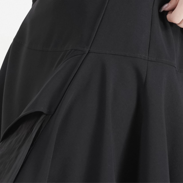 Asymmetrical hem high waist flare skirt C0950