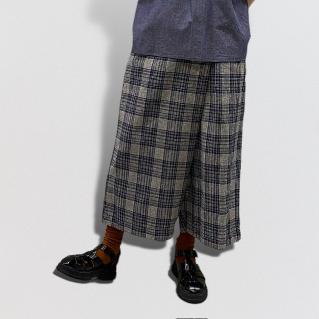 vm yarn-dyed napped seating wide tuck pants
