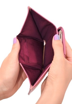 Elegant 三つ折り財布 がま口 小さい (ブラック) レディース 工房 手作り 日本製 エコパッケージ MX-0020-180