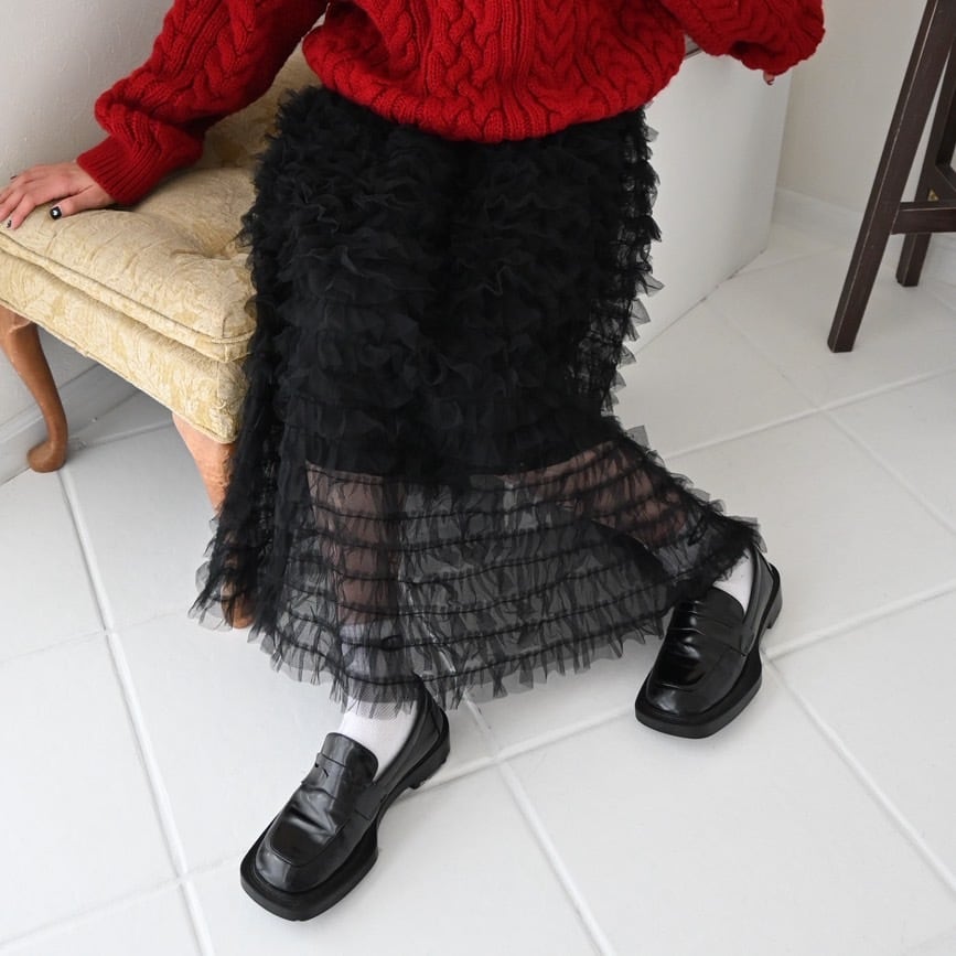 ボリュームシアーチュールスカート_LN03659