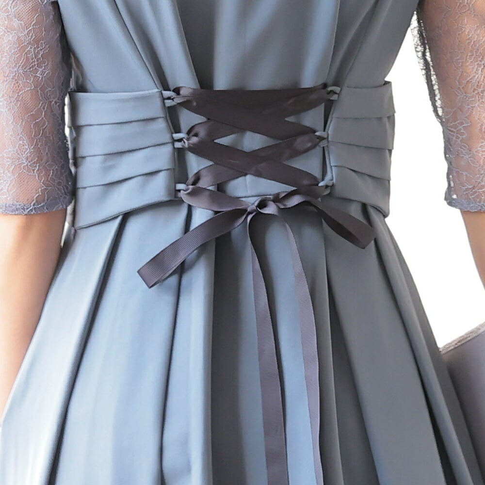 結婚式 パーティードレス ワンピース ドレス 袖あり フィッシュテール