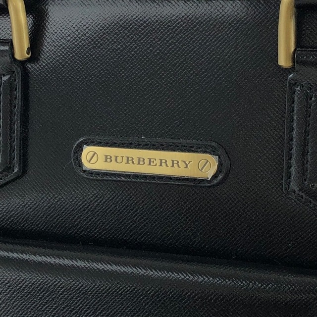 Burberry バーバリー クラシックチェック ブランドロゴ レザー ブガッティ ハンドバッグ ブラック vintage ヴィンテージ オールド ut233m