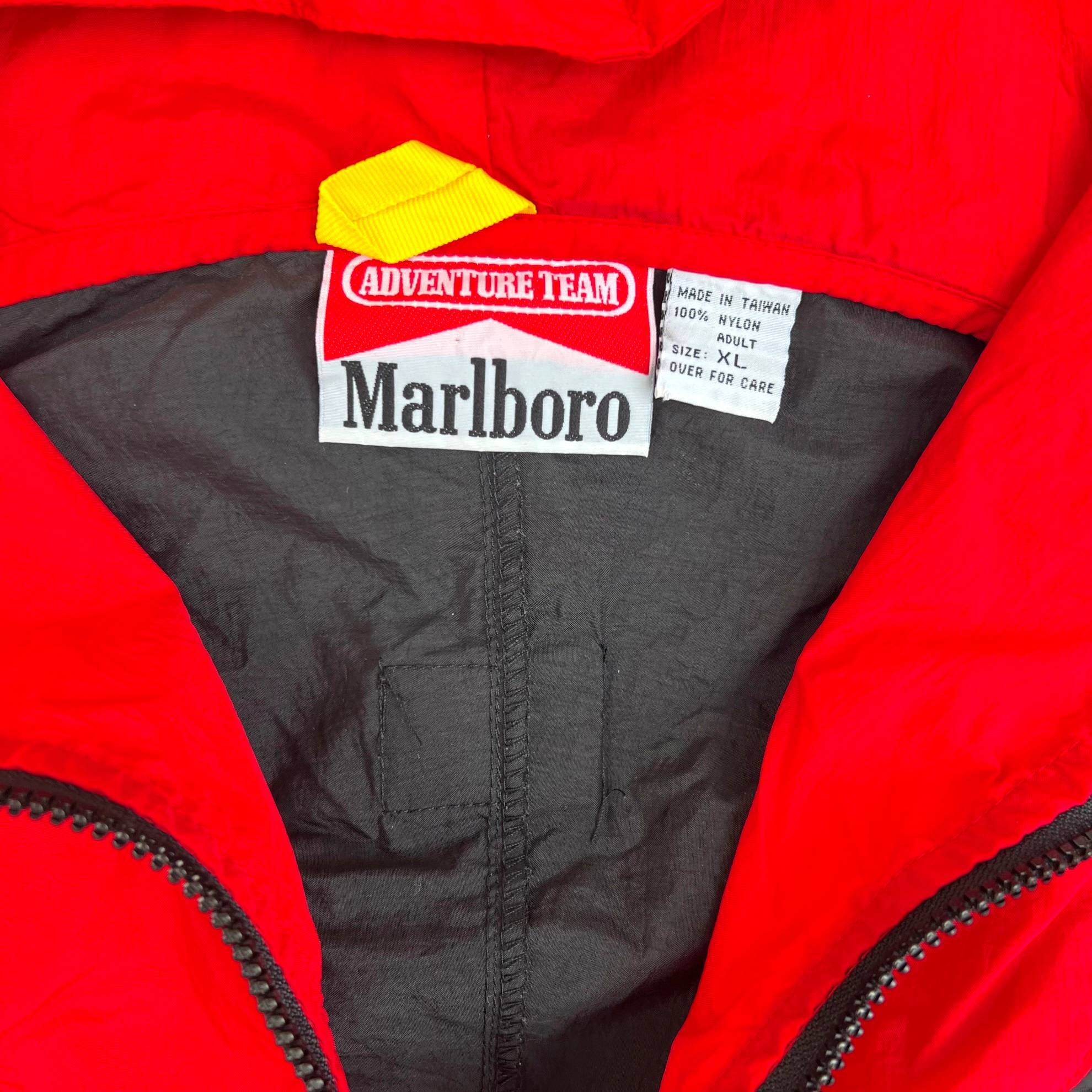 90s マルボロ ナイロンジャケット XL レッド×ブラック Marlboro