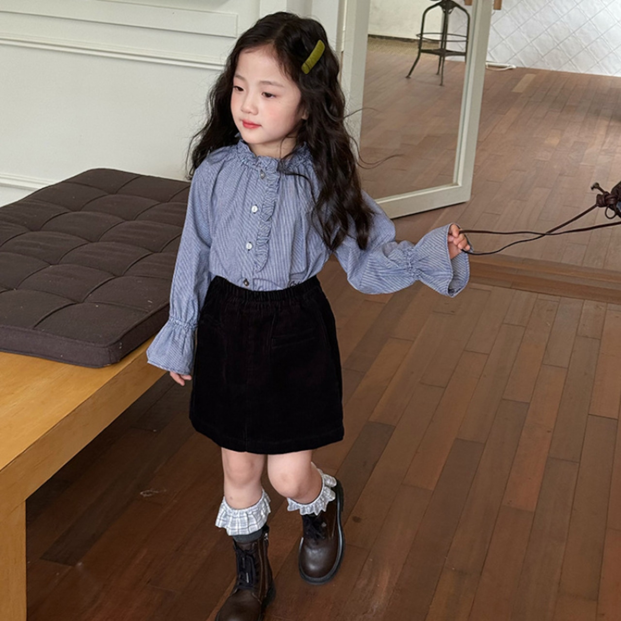 秋レトロ色定番コーデュロイミニスカート