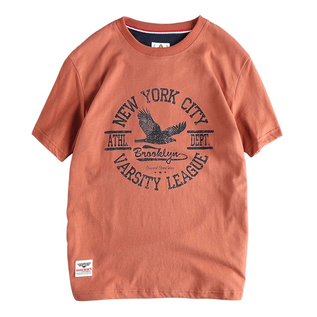 レトロプリントＴシャツ イーグル　タイトフィット　3色　L0256