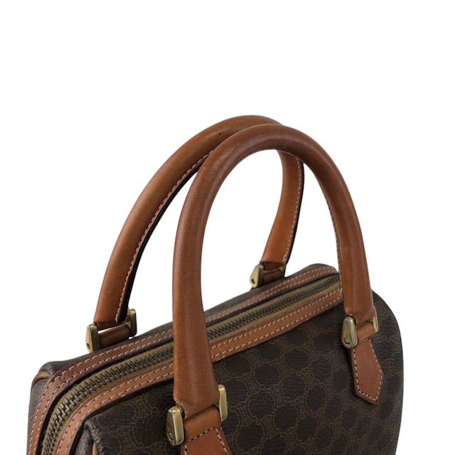 CELINE セリーヌ マカダム ショルダーバッグ ブラウン ブラゾン型押し PVC ミニボストン vintage ヴィンテージ オールド 8ugiwc