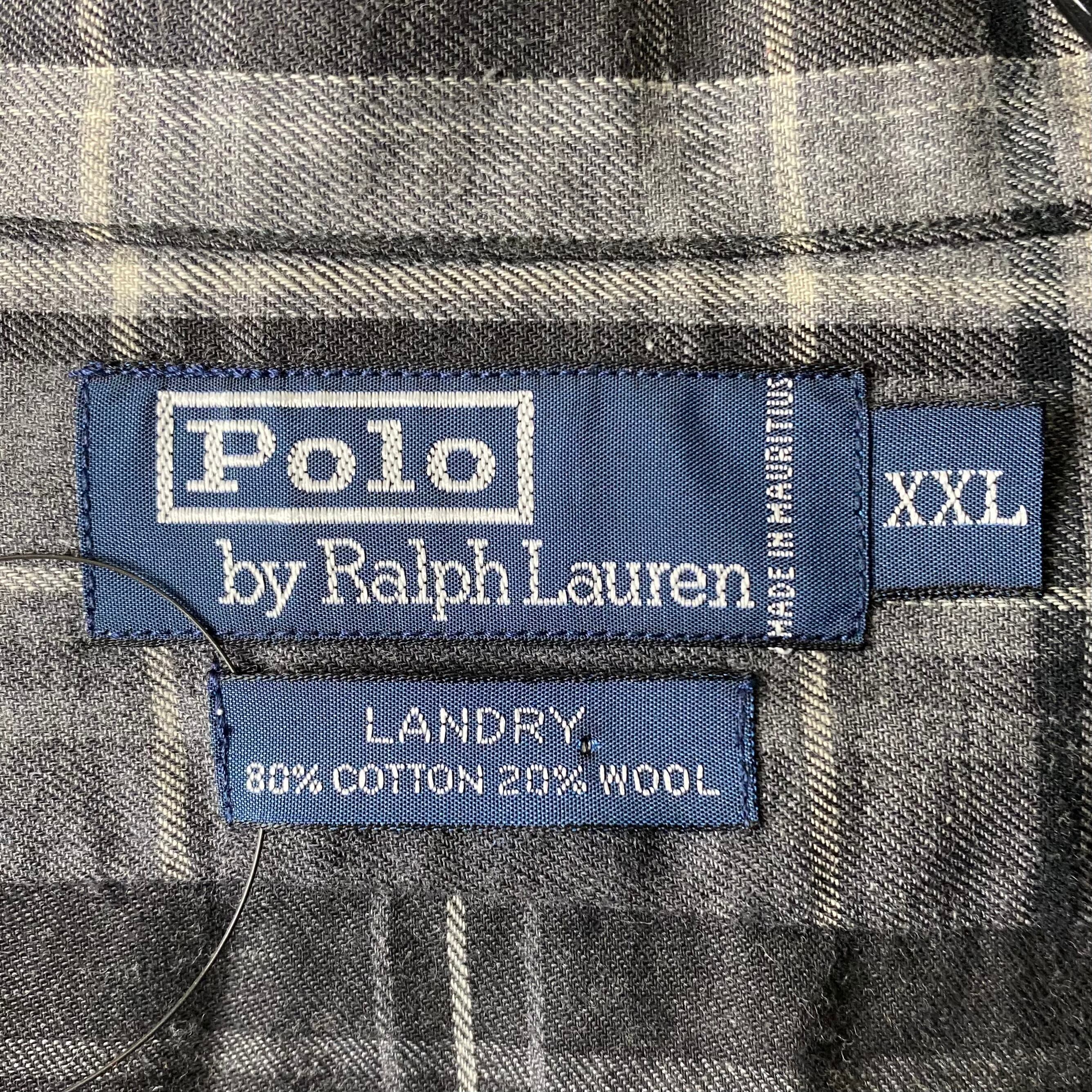 POLO by RALPH LAUREN black base color cotton×wool open collar shirt | NOIR  ONLINE