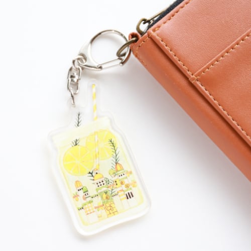 アクリルキーホルダー「レモンの街入りレモネード」空想街カフェの