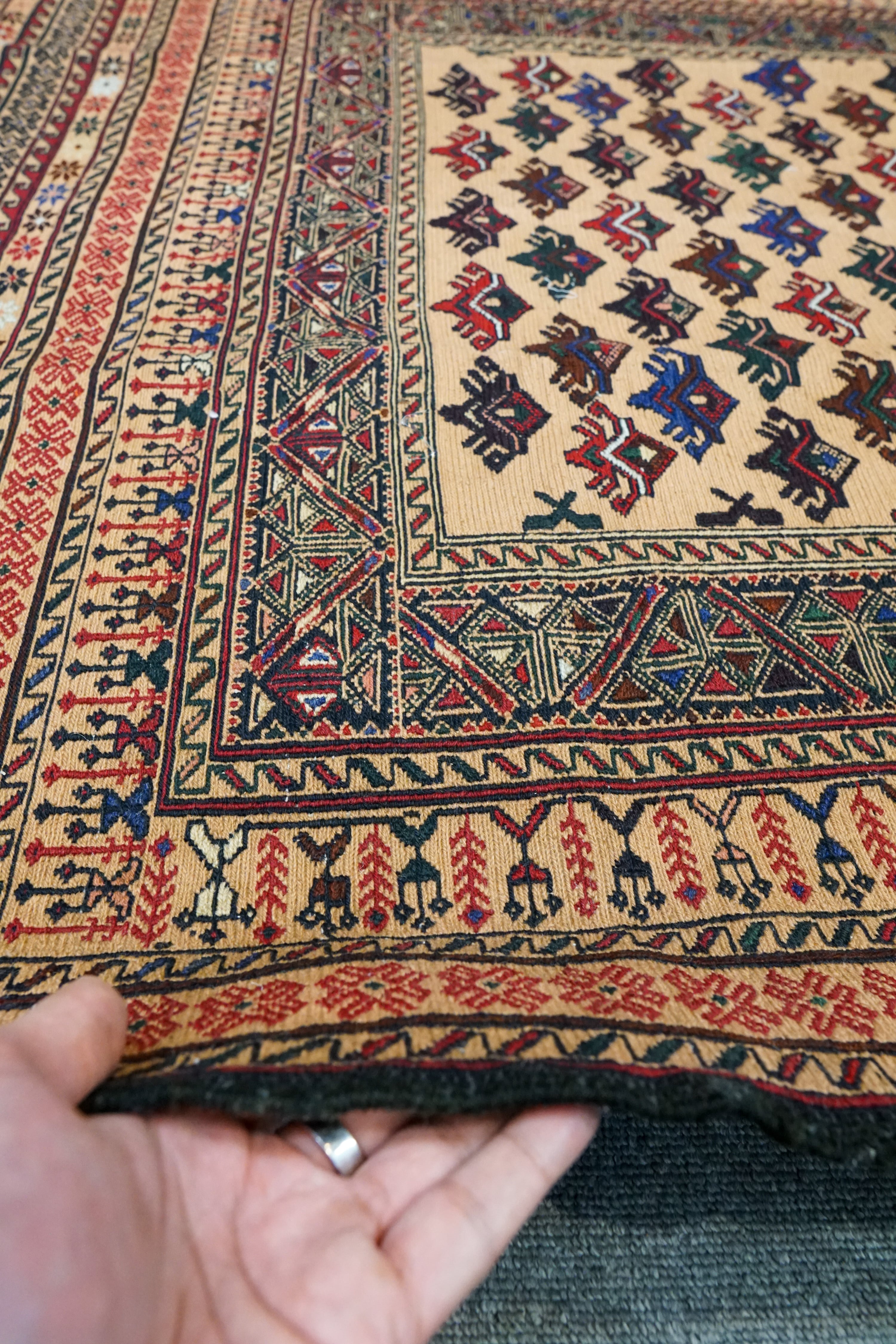 ペルシャ絨毯ペルシャキリム (キリム) ペルシャ絨毯 312x85cm 手織り