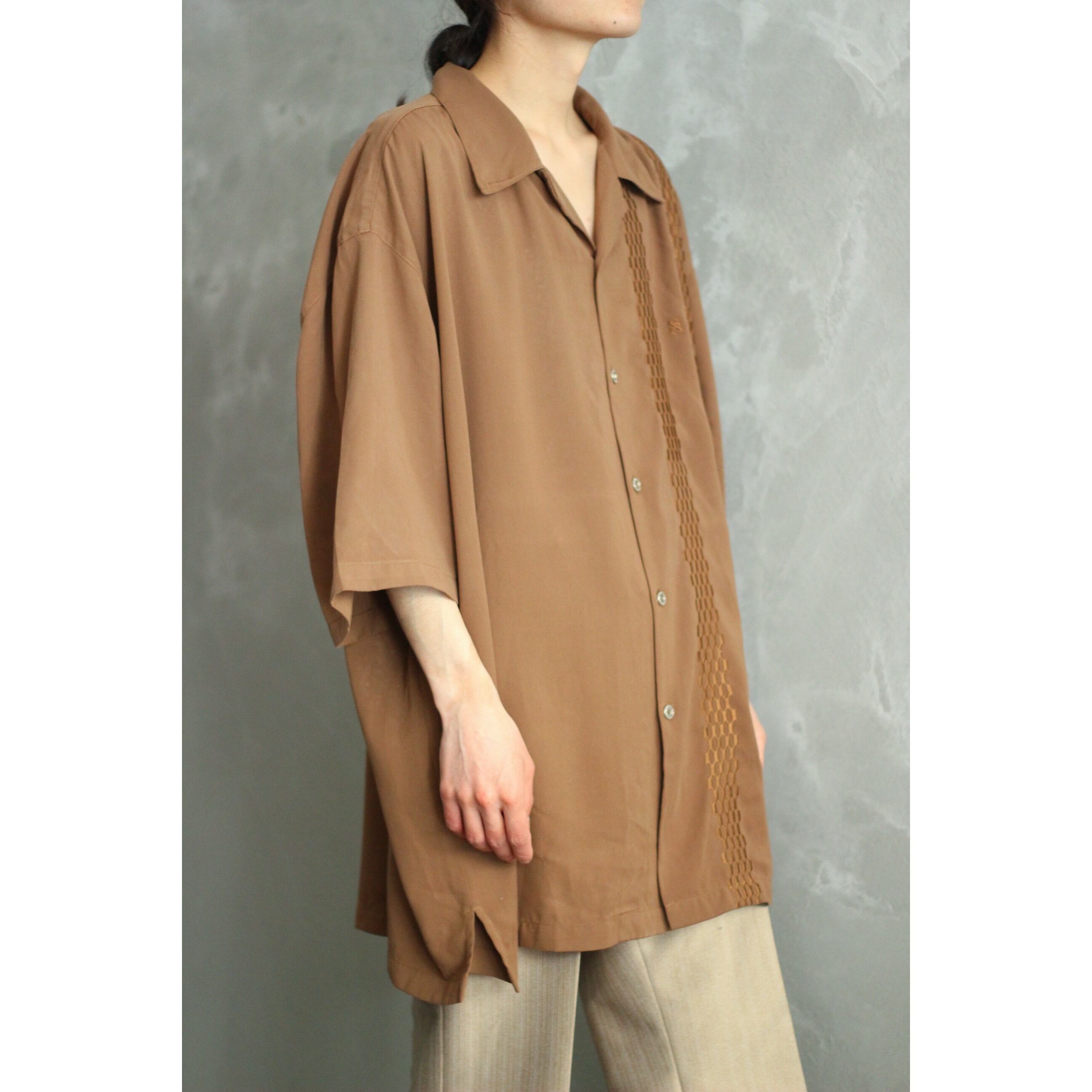 S/S XXL STACY ADAMS オーバーサイズ オープンカラー 刺繍デザイン