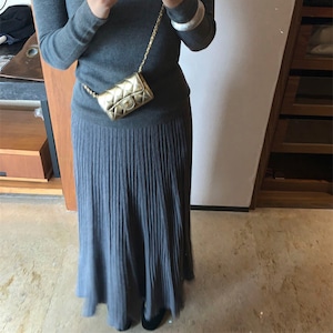 Rib knit flared skirt 2litr05822