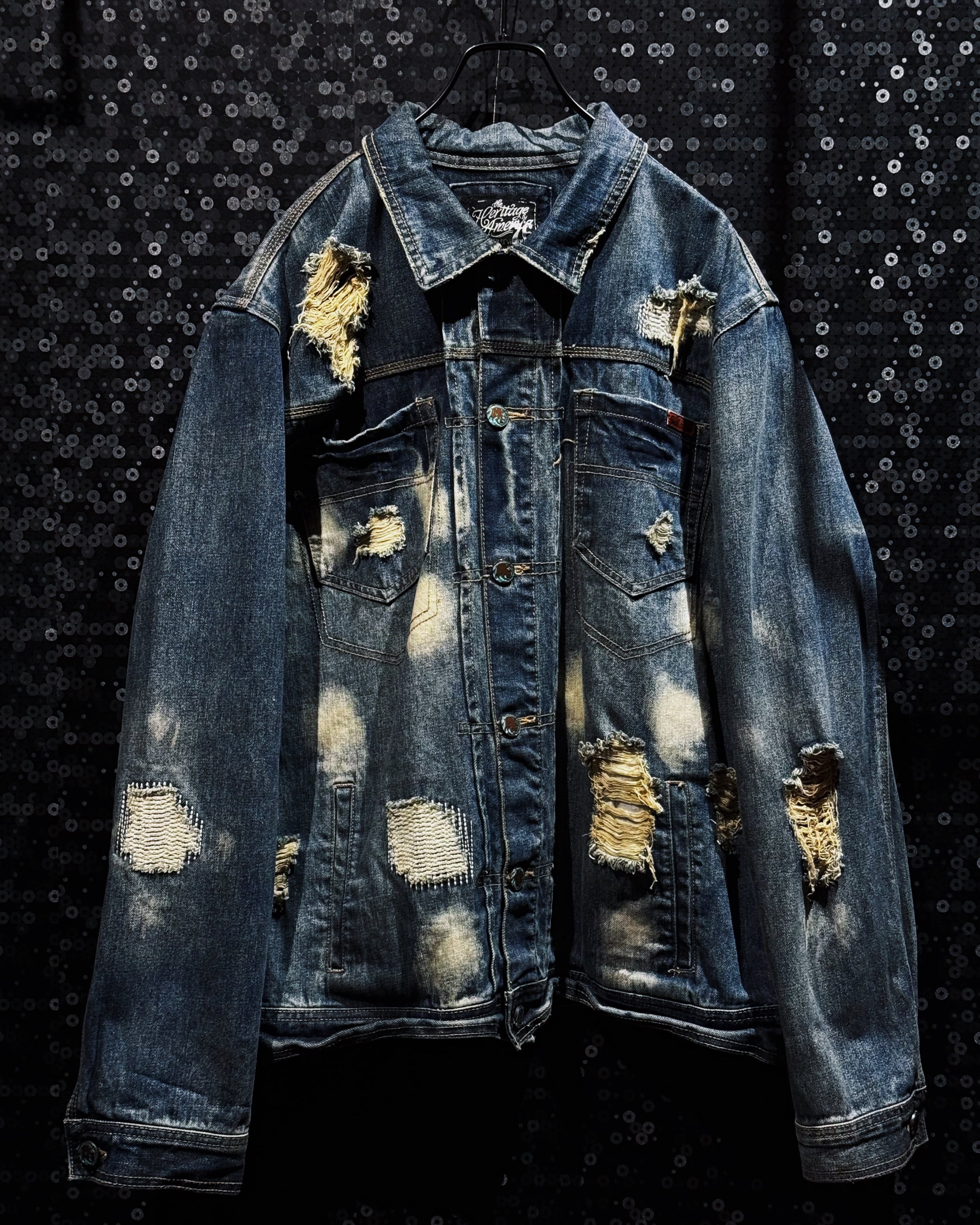 【ÆIEM】original“boro”re:make Bleach & Repair Damage Denim Jacket
