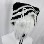 ♡ Snow crystal ぽんぽんリボン付き ねこみみニット帽 gray ♡