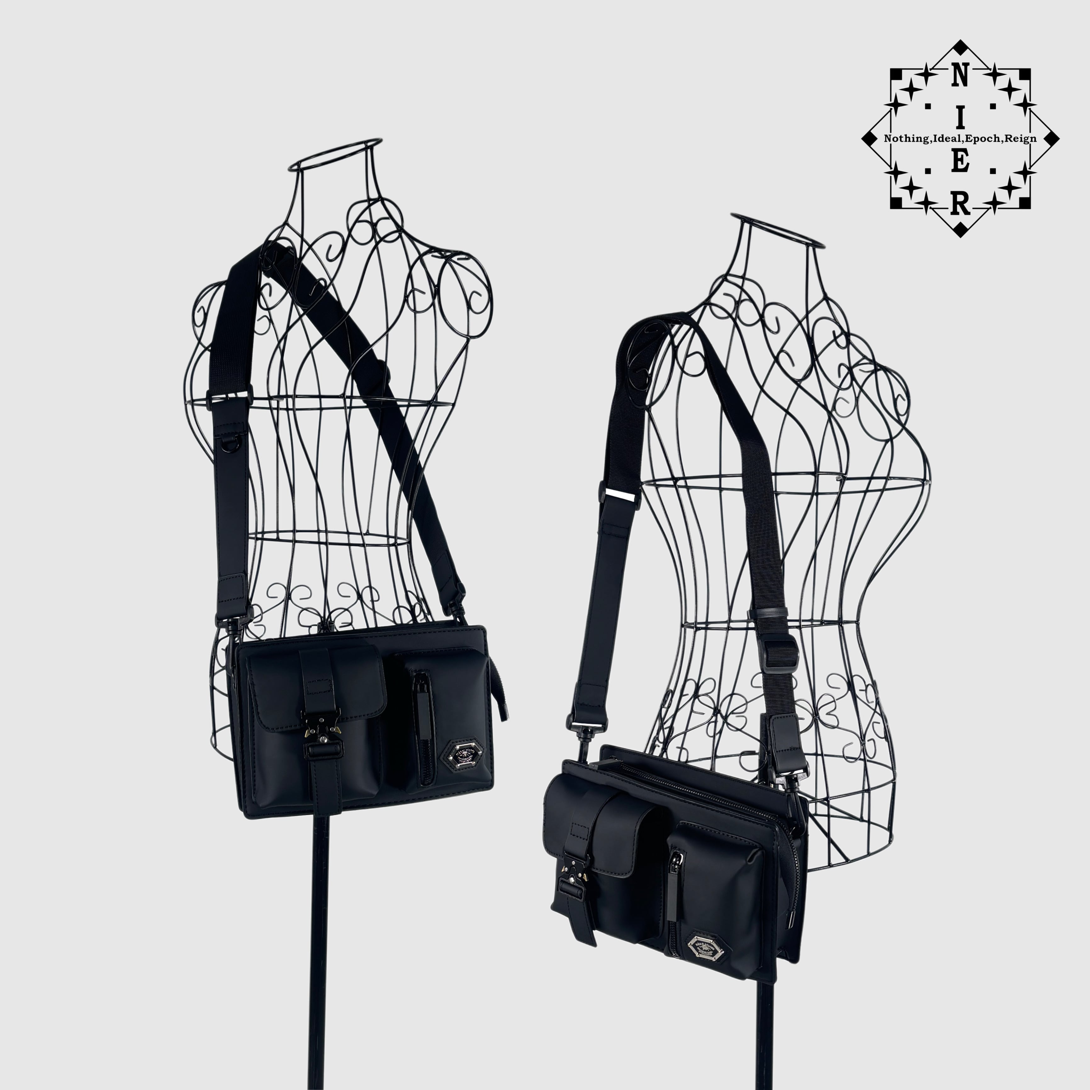 ✷新作争奪✷PRESENT SALE》PU MULTI POCKET SHOULDER BAG【BLACK