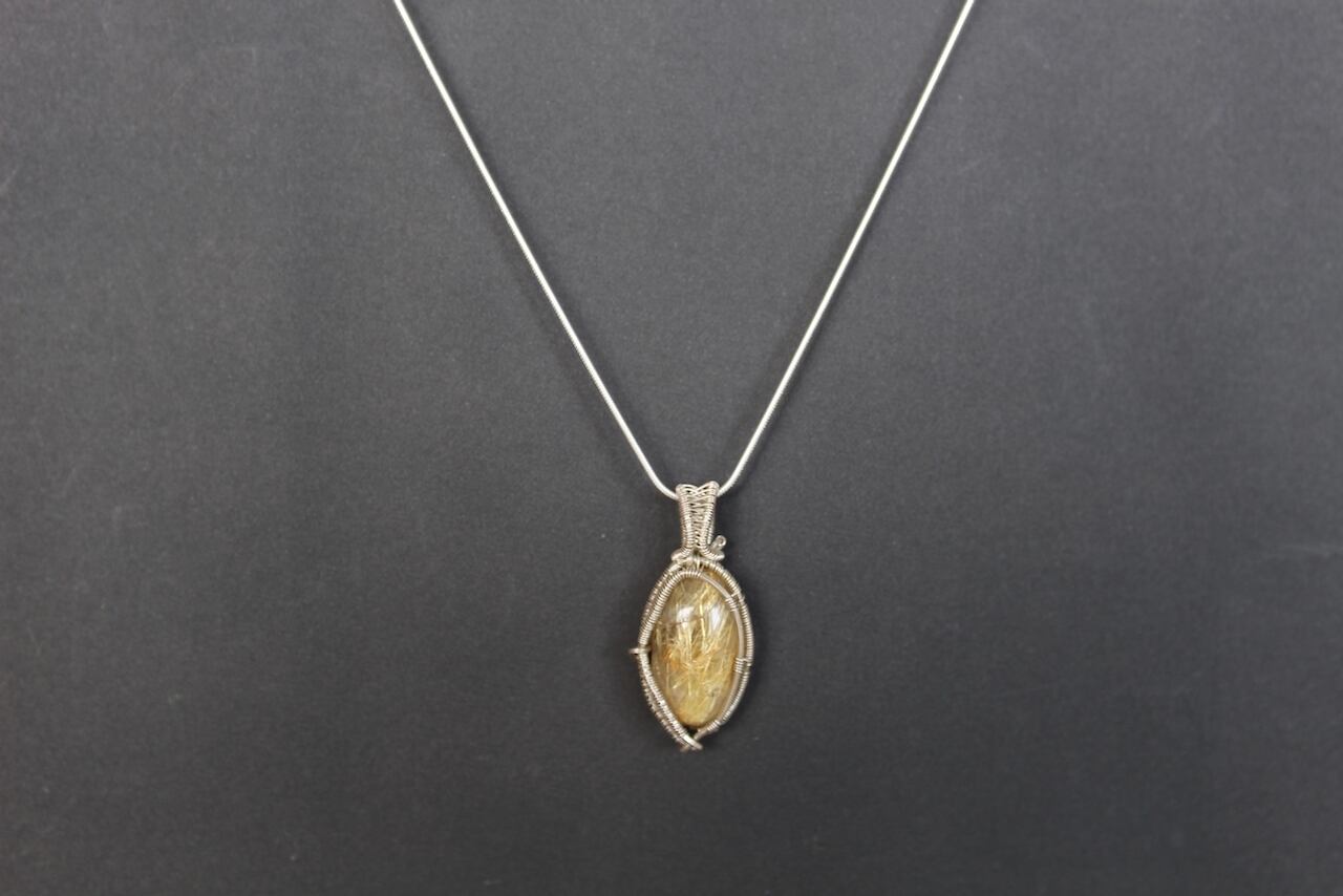 Rutilated quartz silver925 wire wrapping pendant