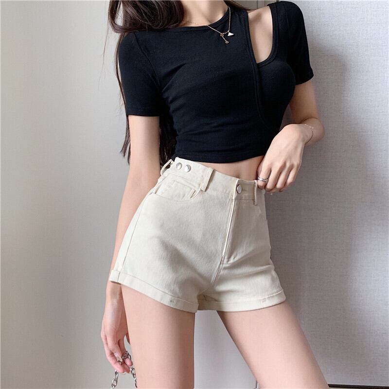 ショーツ レディースサマースタイルスタンダードハイウェストウェストスリムパンツ レトロ 夏物 ブルマー ドラファッションホール61983585700