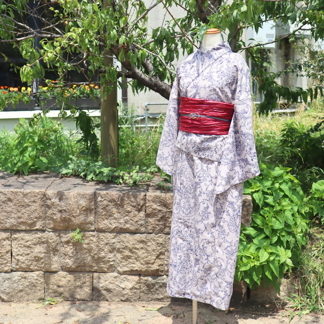 着付けいらず2wayワンピース浴衣 |リバティ くすみ系グレージュ