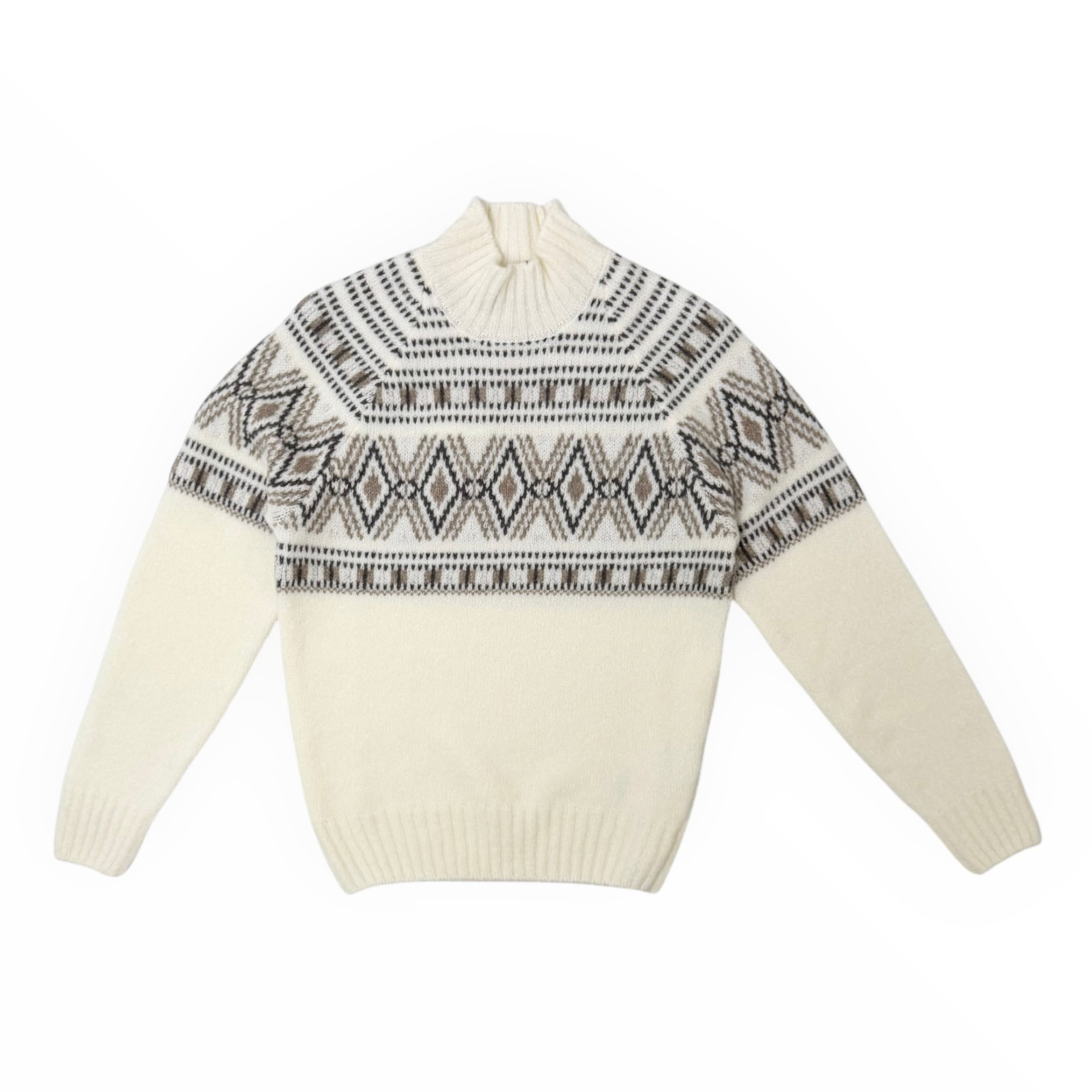 GranSasso(グランサッソ) Nordic pattern Wool Mock Neck Knit(13186/24019/005)/OFF WHITE